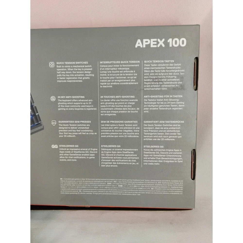 SteelSeries Apex 100 Keyboard Vibrant Blue Illuminated Backlighting LED New Open